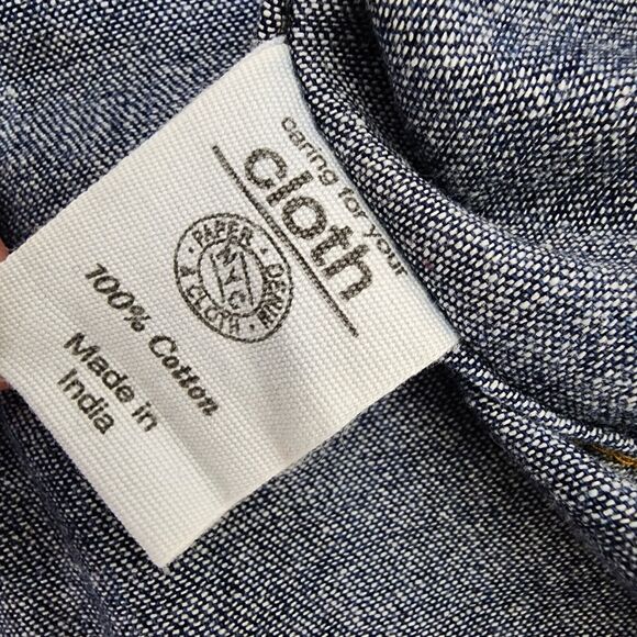 Paperdenim & Cloth Shirt Mens Large Blue Button Down Short Sleeve Denim Pockets - Picture 8 of 11